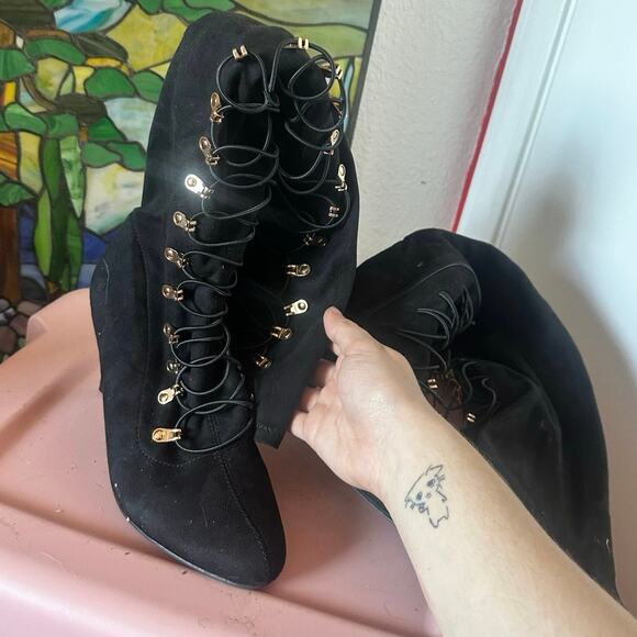 charming Charlie black lace up thigh high boots - Picture 3 of 5